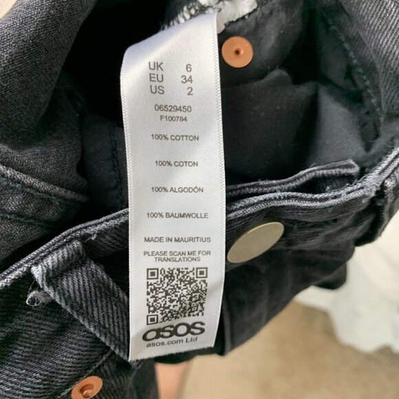 ASOS Black Denim Zip Front Mini Skirt Size 6 - Picture 4 of 5